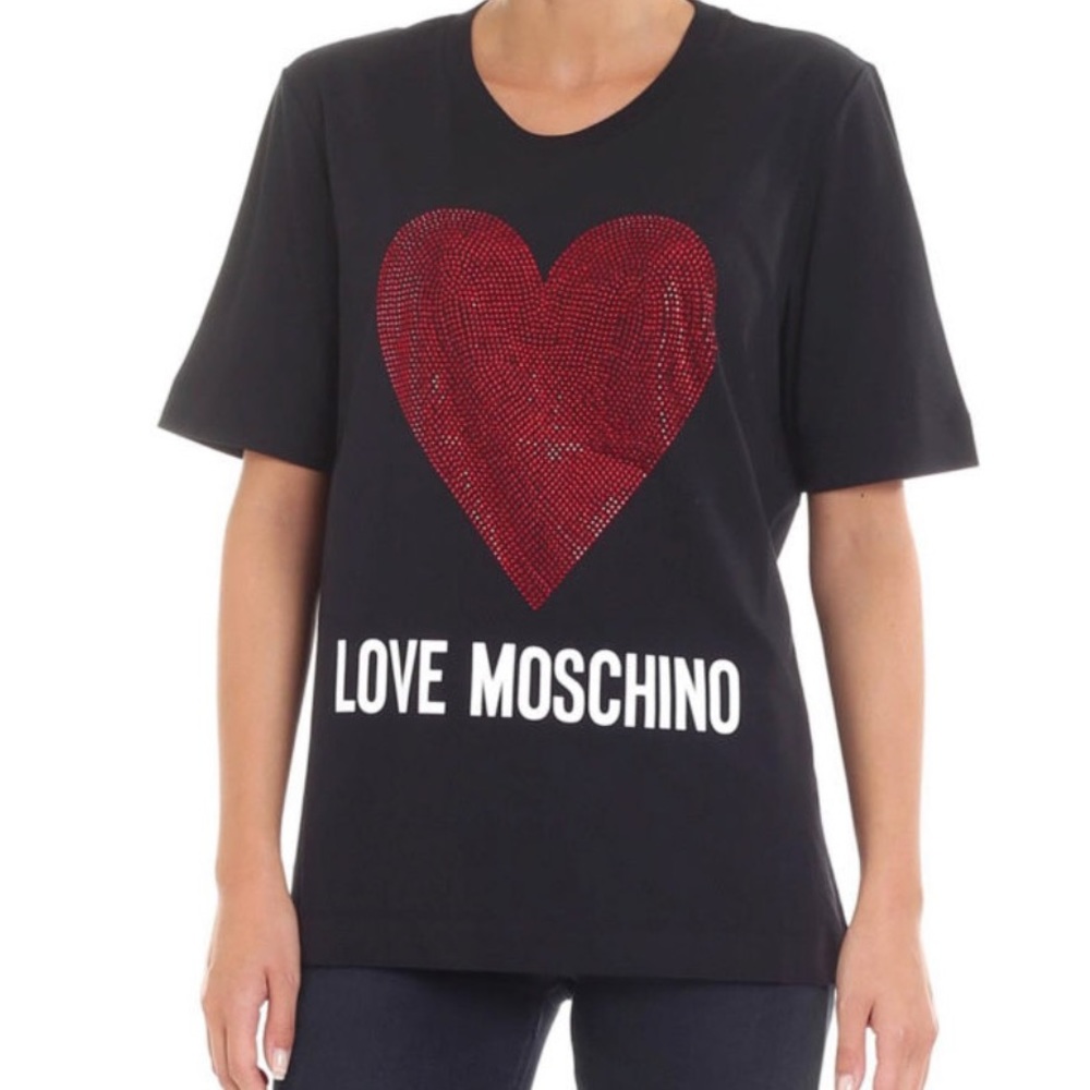NWT Love Moschino Rhinestone Heart T-shirt - Picture 3 of 11